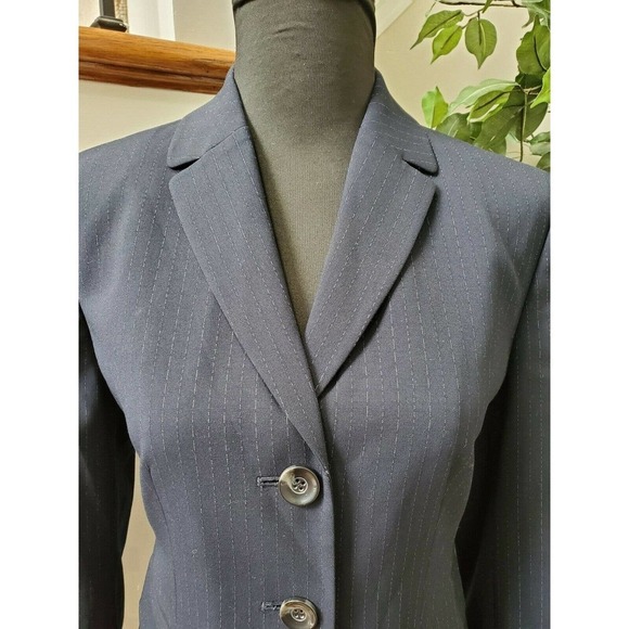 Jones Wear Women's Blue Lined Polyester Long Sleeve 3 Buttons Stretch Blazer 8P - Picture 2 of 11